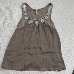 Willow & Clay Taupe Tank Top with Silver Embellishments